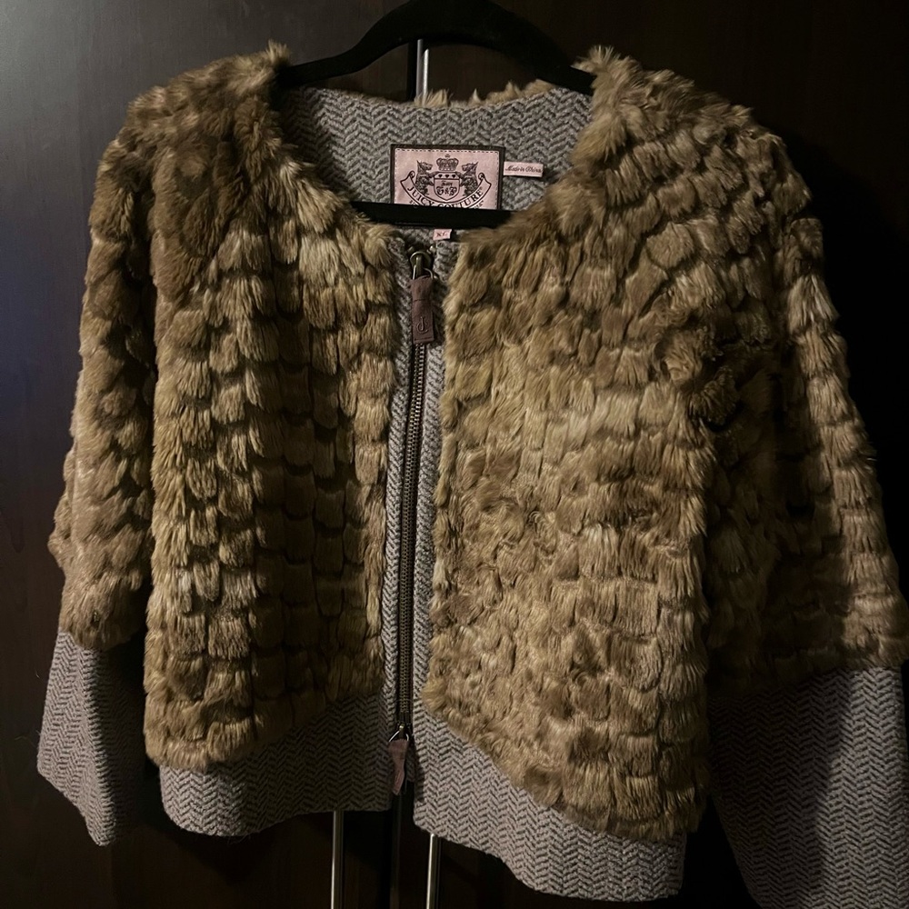 Juicy Couture Brown Faux Fur & Wool Jacket